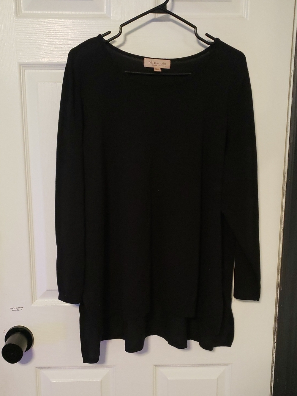 Philosophy Woman Black Top with Pink Label